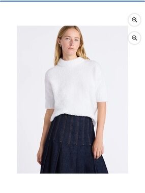 White Short-Sleeve Turtleneck Sweater